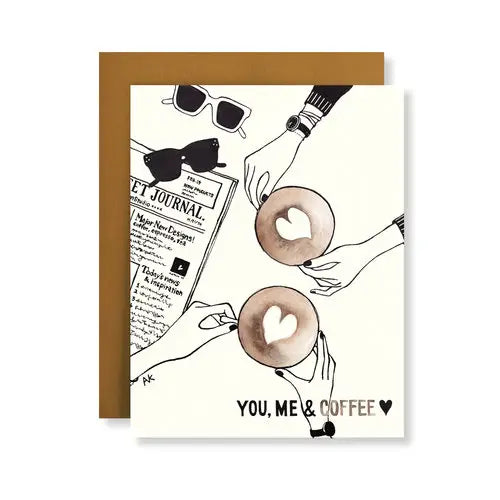 You Me & Coffee Illustration Funny Friendship Card